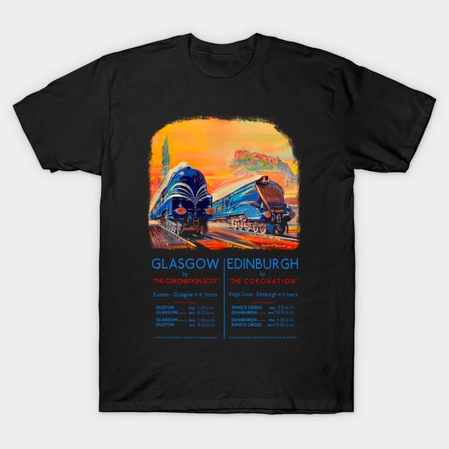 Classic Steam Train Poster coronation Scot T-Shirt by MotorManiac